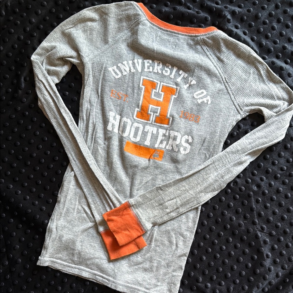 Gray and Orange Long Sleeve Shirt